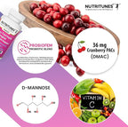 Femuni UTH Urinary Tract Health Supplement for Women – 36mg Cranberry PACs, D-Mannose, Probiotics & Vitamin C – Supports Urinary & Vaginal Health, pH Balance & Immune Support – 60 Capsules