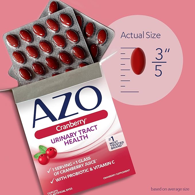 AZO Cranberry Pills for Urinary Tract Health for Women and Men, Adult Cranberry Supplement, Sugar-Free, Non-GMO, 50 Count (Pack of 2)