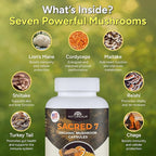 Naturealm Sacred 7 Mushroom 7-in-1 Blend Capsules Supplement (60 Day Supply) | Supports Daily Immune Defense & Focus | Lions Mane, Reishi, Chaga & More | Organic, Premium 100% Fruiting Body Extract