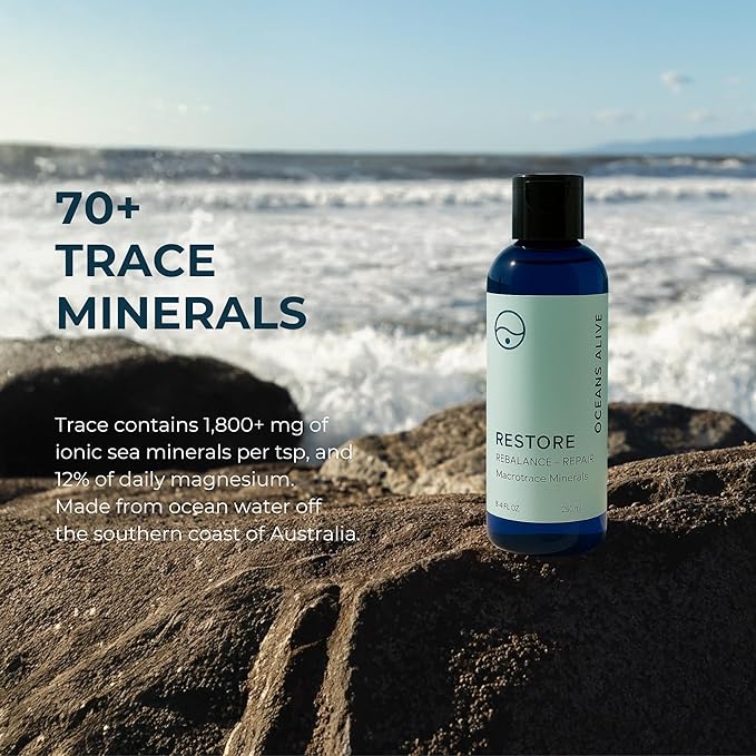 Restore - Rebalance + Repair Liquid Drops – Ionic Trace Mineral Solution for Hydration, Electrolytes & Mineral Supplement Support, Mineral Rich Liquid Trace Elements, 8.4 fl oz