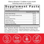 Force Factor Papaya Enzymes Complex, Digestion Supplement and Bloating Relief with Amylase and Bromelain, Support Healthy Digestion, Sugar Free, Non-GMO, Tropical Fruit Flavor, 180 Chewable Tablets