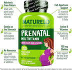 NATURELO Prenatal Multivitamin with Gentle Chelated Iron, Methyl Folate, Plant Calcium & Choline - Vegan, Vegetarian - Non-GMO - Gluten Free - 180 Capsules - 4 Month Supply (Pack of 2)
