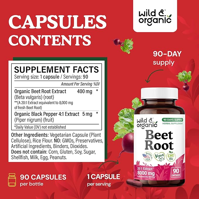 Wild & Organic Grape Seed Extract 90 Capsules & Beet Root 90 Capsules