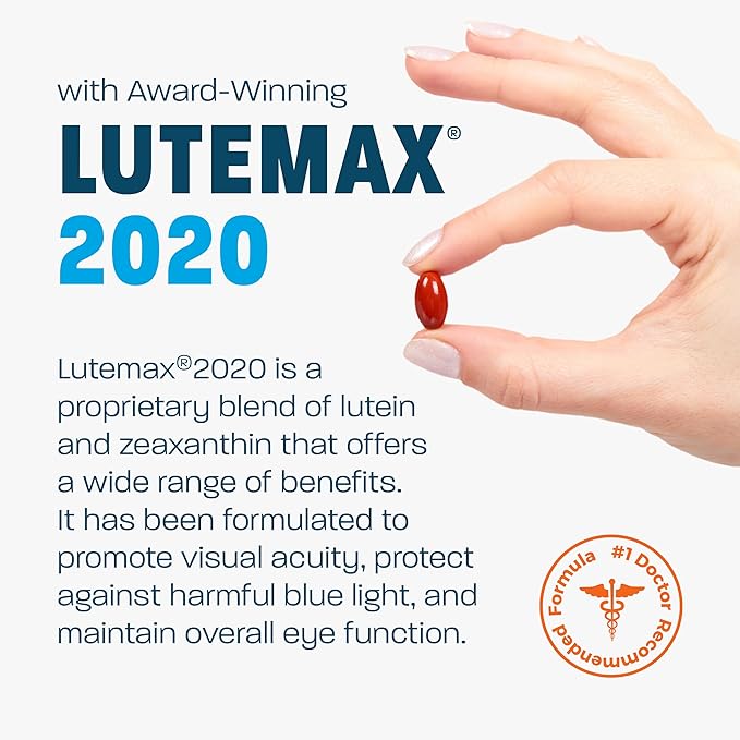 AREDS 2 Eye Vitamin & Mineral Supplement for Ocular Health, Natural Eye Institute AREDS 2 Study Formula with Lutein, Vitamin C, & Zeaxanthin, 120 Mini Softgels