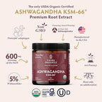 TRIBE ORGANICS Ashwagandha KSM 66 Pure Organic Root Powder Extract Ayurvedic Supplement - Focus Mood Support Increase Energy Strength 600mg of Natural KSM66 for Superior Absorption - 90 Capsules