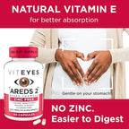 Viteyes AREDS 2 Zinc Free Macular Support, Natural Allergen Free Capsules with Vitamin E, Vitamin C, Lutein & Zeaxanthin, No Zinc, No Copper, Eye Doctor Trusted, Manufactured in the USA, 60 Ct