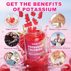 Pack of 2 Potassium Gummies, Potassium Chloride Gummies 1200mg for Adults, Sugar-Free Potassium Supplement Support Leg Cramps & Electrolyte Balance, Raspberry Flavor, 120 Count