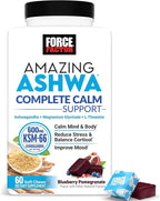 Force Factor Amazing Ashwa Complete Calm Support with KSM-66 Ashwagandha, Like Ashwangandha Gummies to Promote Calm & Relaxation with Magnesium & L-Theanine, Blueberry Pomegranate, 60 Soft Chews