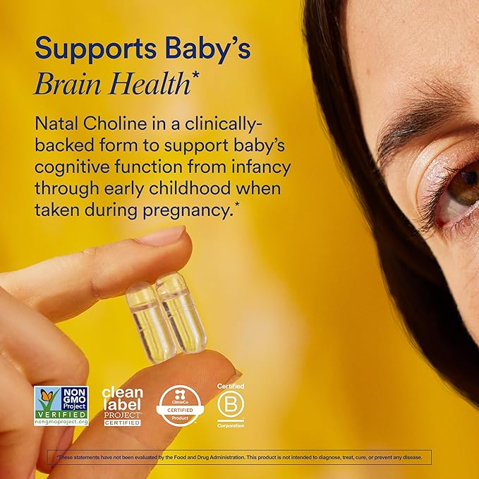 Ritual Natal Choline Supplement - 550mg - to Support Baby’s Cognitive Function When Taken During Pregnancy and Postpartum Choline Content in Breastmilk* - Vegan - Citrus - 30 Capsules - 30 Servings