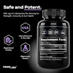 Prime Labs L Glutamine Capsules 600mg - Supports Strength, Muscle Recovery, Immunity, & Gut Health - Amino Acid Supplement - for Men & Women