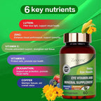 zooone- 60pcs Lutein Eye Vitamins Supplement Nutritional Supplement for Macular Health & Dry Eye Support, Contains Lutein, Zinc, Vitamins C/E & Zeaxanthin