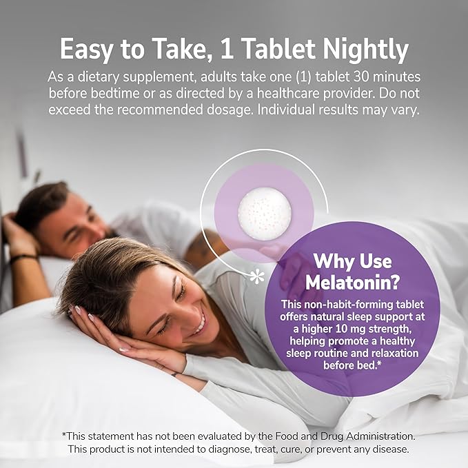 21st Century Melatonin 10mg Extra Strength Tablets, (120 Count), Prolonged Release Sleep Aid for Adults, Promotes Relaxation & Restful Sleep, Non-Habit Forming, Gluten-Free, Non-GMO