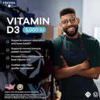 FREEDA Vitamin D3-5000 IU – High-Potency Vitamin D for Bone Strength & Immune Support – Easy-to-Swallow Tablets – 100 Tiny Tablets