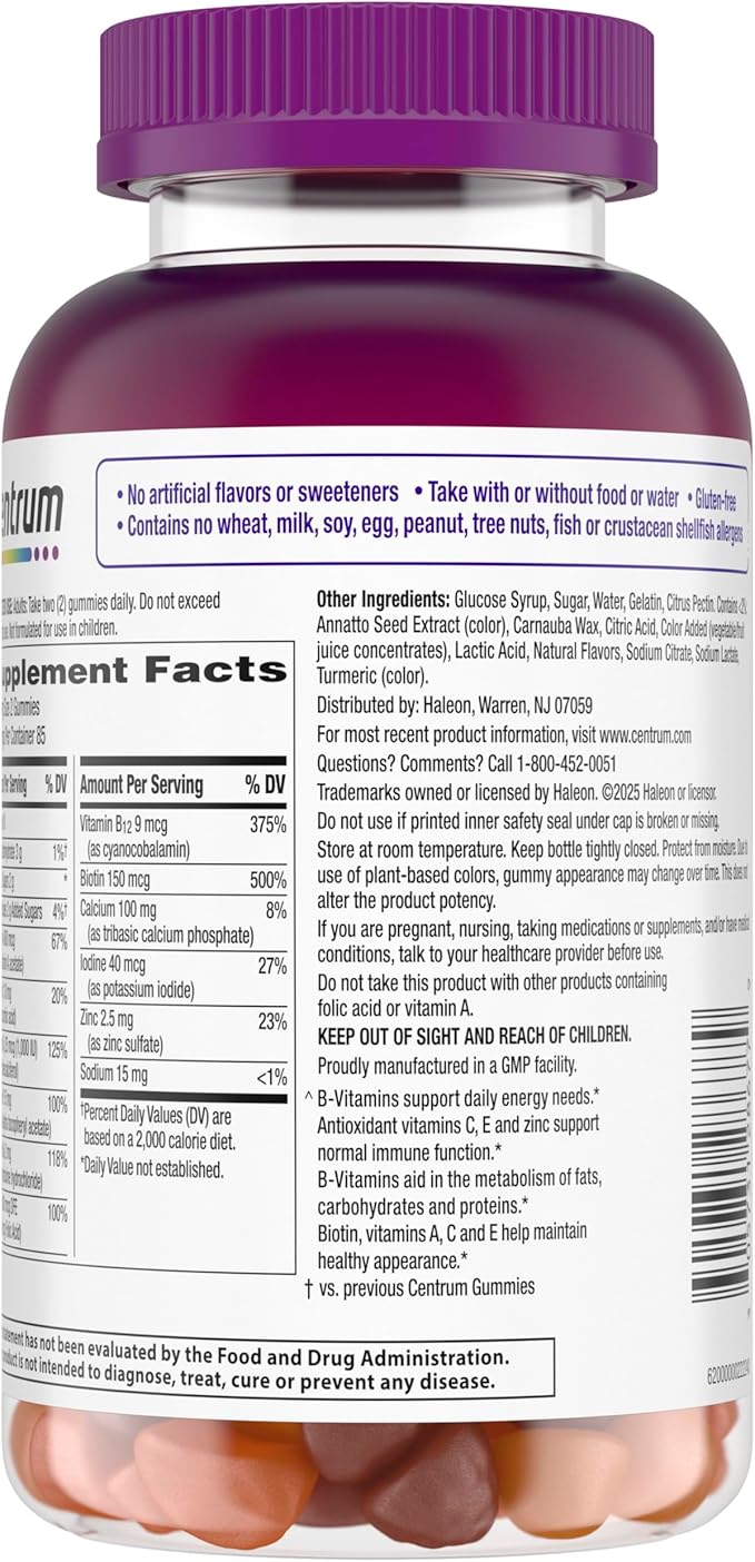 Centrum MultiGummies Gummy Multivitamin for Women, Multivitamin/Multimineral Supplement with Vitamin D3, B and Antioxidants, Assorted Fruit Flavor - 170 Count