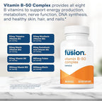 Bariatric Fusion Vitamin B-50 Complex | Vegan B Complex Vitamins for Women and Men | Easy to Swallow Vitamin B Complex Capsule | 8 B Vitamins Including Vitamin B12 | 90 Count | 3 Month Supply