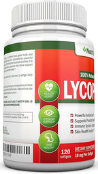 Lycopene - 10MG - 120 Softgels - 3 Month Supply - Premium Quality Antioxidant - 100% Natural Tomato - Great for Prostate Health, Immune System Support, Heart Health and Eyesight Support