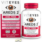 Viteyes AREDS 2 Zinc Free Macular Support, Natural Allergen Free Capsules with Vitamin E, Vitamin C, Lutein & Zeaxanthin, No Zinc, No Copper, Eye Doctor Trusted, Manufactured in the USA, 60 Ct