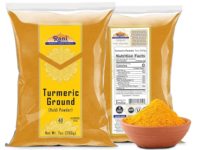 Rani Turmeric (Haldi) Root Powder Spice, (High Curcumin Content) 7oz (200g) ~ All Natural | 100% Pure, Salt Free | Vegan | Gluten Friendly | NON-GMO | Kosher | Indian Origin