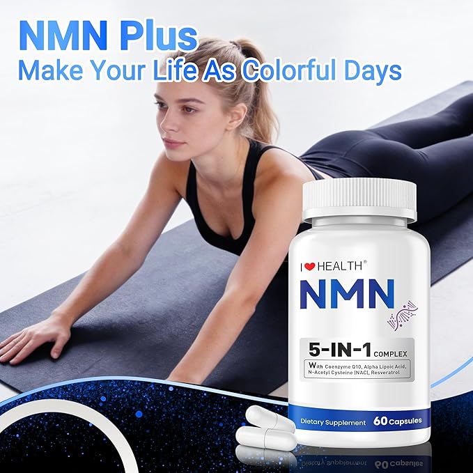 NMN Supplement, 5-in-1 Complex with NAC, Alpha Lipoic Acid, CoQ10 & Resveratrol - High Absorption Anti Aging Formula - Third Party Tested, cGMP, Gluten Free - 60 Capsules