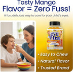 Kids Eye Vitamins - Eye Health Gummy for Kids & Teens, Lutein Gummies 12mg with Zeaxanthin 30 Easy-to-Chew, Mango Flavor Gummies - Natural, Vegan, and Non-GMO Formula