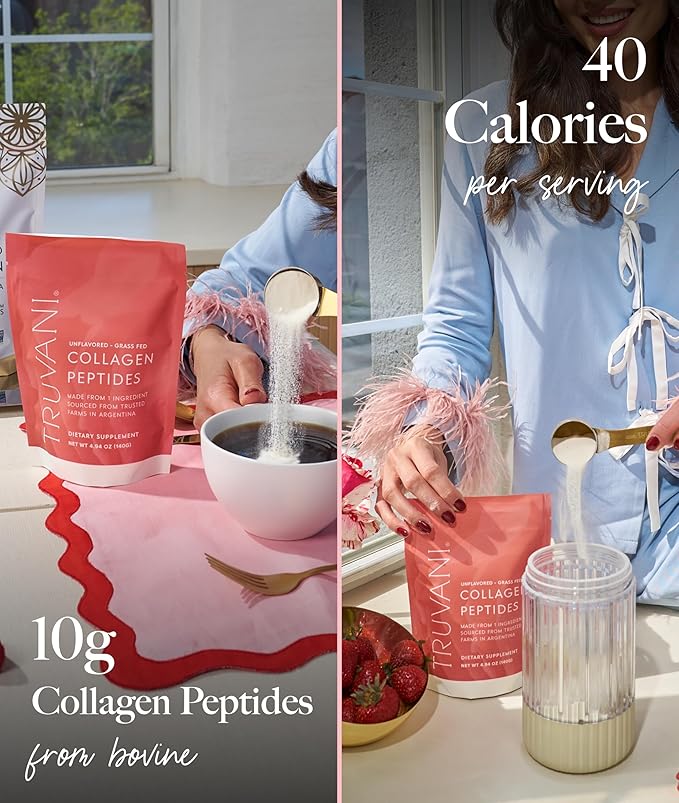 Truvani Hydrolyzed Collagen Peptides | Unflavored | 1 Serving | 10g Grass-Fed Collagen Protein Powder | Promotes Hair, Nail, Skin, and Joint Health | Keto | Gluten & Dairy Free | Women & Men