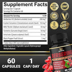 Berberine with Ceylon Cinnamon, Turmeric, Milk Thistle, Artichoke, Black Pepper - 60 Count - Pack of 1