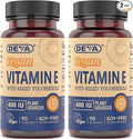 DEVA Vegan Natural Source Vitamin E 400IU with Mixed tocopherols, Soy-Free – 90 Veg Caps (Pack of 2)