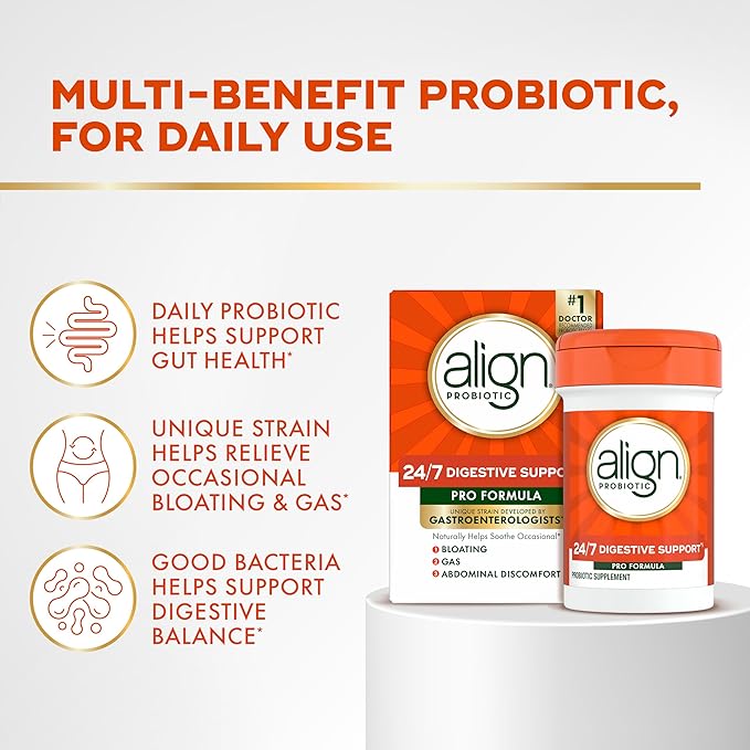 Align Probiotic,Pro Formula,Probiotics for Women and Men,Probiotics for Digestive Health,Men and Womens Probiotic Capsules Help Relieve Occasional Bloating & Gas*,30 Capsules,(Pack of 2)