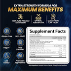 1000mg Magnesium Complex for Women and Men, 12 in 1 Magnesium Supplement with Ashwagandha, Zinc, D3, L-theanine. Easy to Swallow, High Absorption, Sleep Support & Stress Relief (120 Capsules)