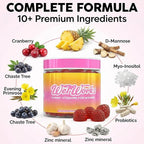 Wet Works Women's Vaginal Probiotic Gummies Pineapple Cranberry Folic Acid D-Mannose Vitamin C Chicory Myo Inositol Garlic Black Cohosh Zinc Iron Evening Primrose Chastetree 60 Count by Clean Nutra