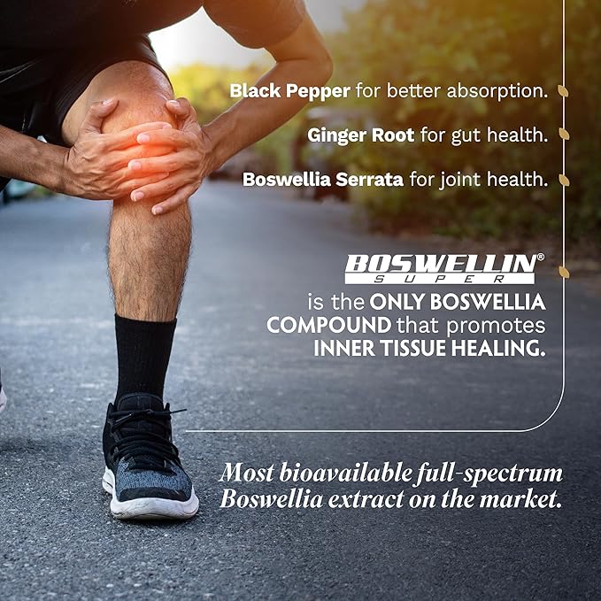 TRIBE ORGANICS Boswellia Serrata Complex Supplement for Joint Support, Muscle Relief - Vegetarian Non-GMO 120 Capsules, High Potency - Boswellin Super with Ginger Extract & Black Pepper - 420mg