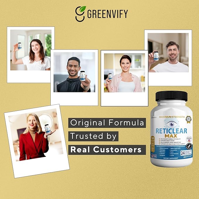 Reticlear Max Eye Health Supplement, 60 Capsules, Vision Support with 24 Natural Ingredients, 30 Day Supply (5)