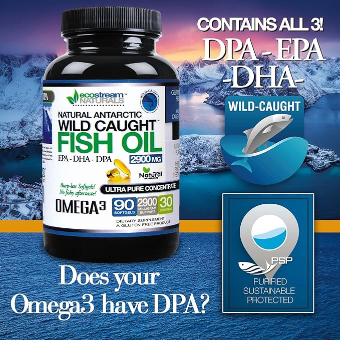 Wild Caught Omega 3 Fish Oil DPA-EPA-DHA Supplement 2,900 Milligrams - Now with Even More DPA-EPA-DHA