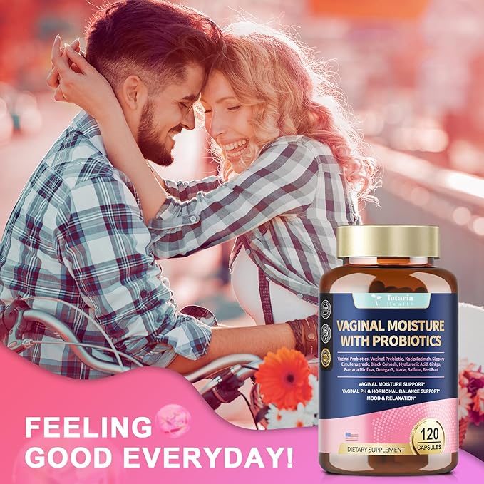 Vaginal Probiotics for Women Vaginal Moisturizer, pH, Odor, Flora, Hormones, Comfort, Mood & Relaxation, 30-in-1 Vaginal Moisture Plus with Slippery Elm Bark, Hyaluronic Acid, Fenugreek - 120 Caps