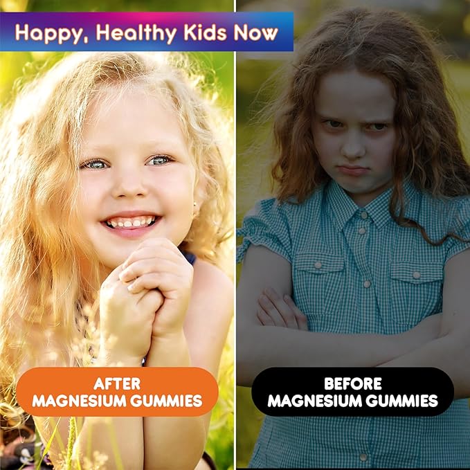 Calm Magnesium Gummies for Kids - Magnesium Glycinate Supplement for Sleep, Brain, Immune & Bone Health - Great Tasting Magnesium Gummies for Kids & Adults - Vegan Sugar Free Orange 60ct