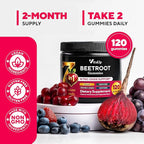 VitaUp Beet Root Gummies – Beetroot Supplement with CoQ10, Grape Seed, Vitamin C, B12 & B3 – Nitric Oxide Gummies for Circulation Support – Beet Supplement for Energy & Immune Support – 120 Beet Chews
