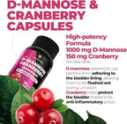 Bladder Control Supplement, D Mannose with Cranberry, 1000mg for Bladder Control. Advanced Kidney Support for Urinary Tract Health. Premium Bladder, Detox and Repair, 90 Capsules, Made in USA