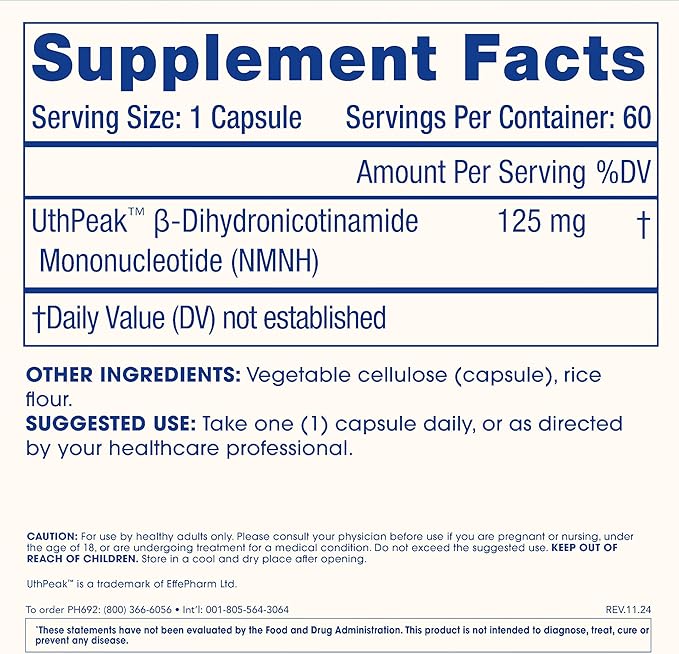 ProHealth Pure NMNH 125 mg | 60 Capsules | Next-Generation NAD+ Support with UthPeak™ Crystalline NMNH for Sustained Cellular Energy, Healthy Aging & Vitality | USA GMP-Manufactured