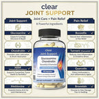 Clear Joint Support - Glucosamine Chondroitin MSM with Turmeric & Boswellia | 8-in-1 Formula | 90 Capsules (30-Day Supply) | Supports Knee, Hip & Back Health | Made in USA