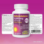 Natural Factors Methylcobalamin 10,000 mcg - Vitamin B12 Supplement in Metabolically Active Form - Supplement Supports Cell Formation & Energy Production - 30 Chewable Tablets (30 Servings)