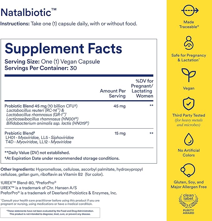 Ritual Prenatal Probiotics For Women - Support Microbiome, Gut, Digestive, Vaginal, and Baby’s Immune Health** - Natalbiotic For TTC, Pregnancy, Postpartum - Vegan - Citrus - 30 Capsules - 30 Servings