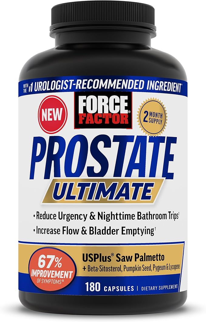 Force Factor Prostate Ultimate, Prostate Health Supplement for Men with Nettle & Saw Palmetto, #1 Urologist Recommended Ingredient to Support Urinary Flow, Bladder Emptying, 180 Caps