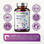 biophix B-3 Nicotinamide 500 mg 60 Caps - Nicotinic Amide Niacin Natural Flush-Free Vitamin Formula - Supports Skin Cell Health