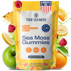 TrueSeaMoss Sea Moss Gummies with Bladderwrack & Burdock Root – Vegan Formula for Adults & Kids – Fruity Flavor – 60 Gummies (Pouch May Vary)
