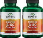 Swanson Balance B-50 High-Potency B Vitamin Complex for Busy Adults Seeking Immune, Heart, and Nervous System Support (250 Capsules)
