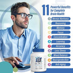 Brain Supplements for Memory and Focus, Clarity & Cognitive Improvement, 300mg Alpha GPC, CDP-Choline, DHA, Lion’s Mane, L-Theanine, Vitamin & Phosphatidylserine for Men & Women, 120 Capsules