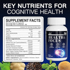 VEX Brain Supplements for Memory and Focus Contain Vitamin B12 folic Acid acetylcysteine Purslane Lion's Mane Mushroom and Ginkgo biloba extracts—for Brain Health 60 Capsules