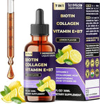 7in1 Biotin and Collagen Supplements - Biotin Liquid Drops with B5 Pantothenic Acid, Vitamin C, Vitamin E, Zinc, Hyaluronic Acid - 30ml 1 Fl Oz