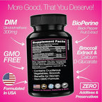 DIM Supplement 300 mg - Hormone Balance for Women, | Estrogen Supplement for Women with Hot Flashes & Night Sweats | Aids in Menopause Symptoms, Estrogen & Oestrogen. 60 Capsules