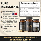 Vitamin D3 K2 Supplement 5000 IU 100 mcg MK7 – High Potency D3+K2 Capsules for Artery Health, Heart Support & Strong Bones Non-GMO Third-Party Tested d3+k2 Vitamin Supplement Artery Armor -120 Count